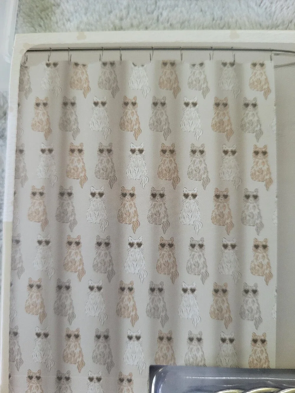 Cat Kitten Kitty 13 Piece PEVA Standard 72 X 72 Shower Curtain Set & Hooks Meow
